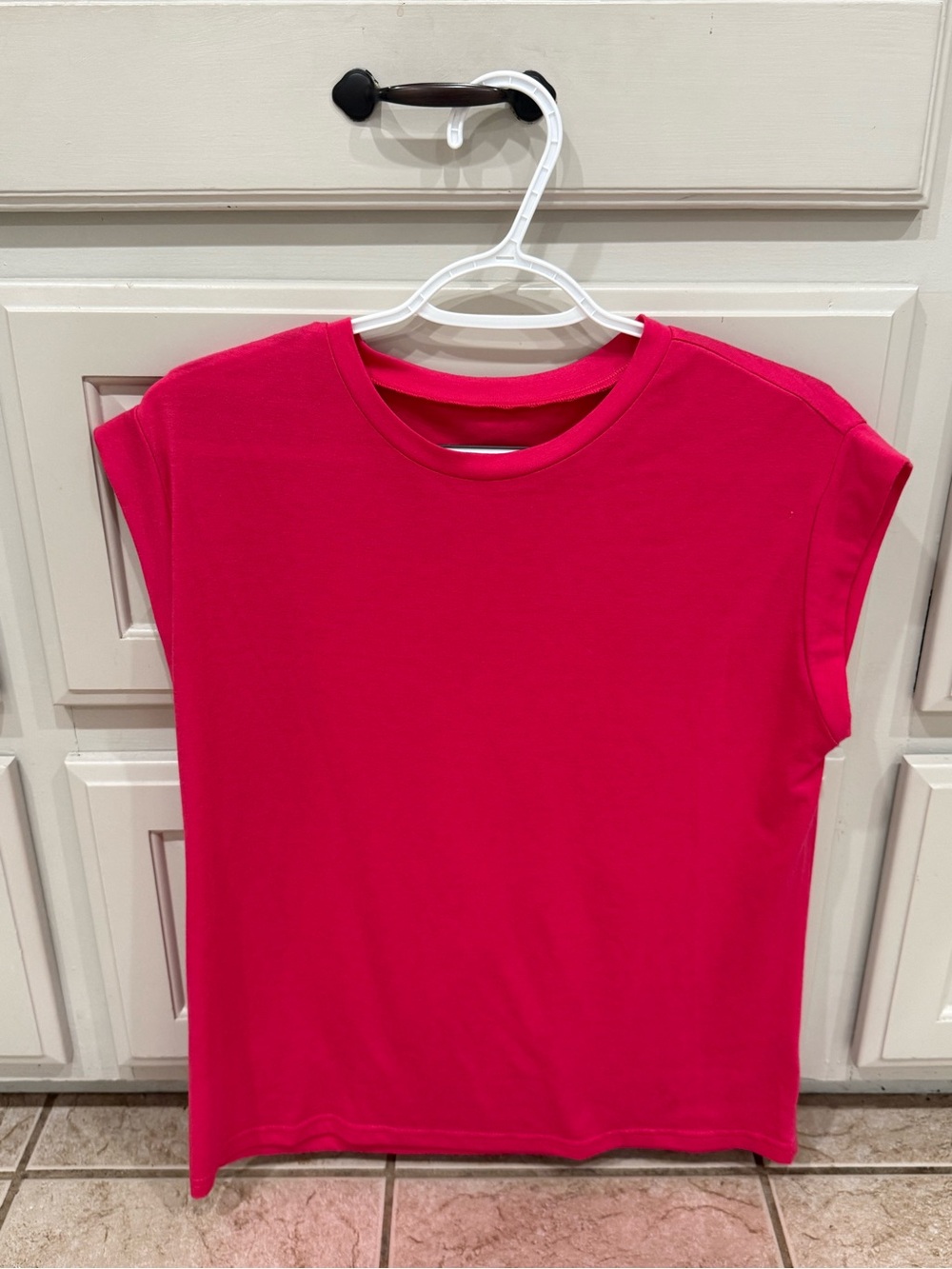 SHEIN Hot Pink Soft Stretch Cap Sleeve Tee Top Size Medium